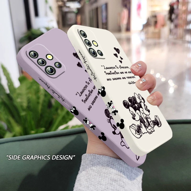 

Disney Cool Mickey Minnie For Samsung A04 A71 A51 A42 A41 A31 A32 A21S A12 A11 4G 5G Liquid Left Rope Phone Case