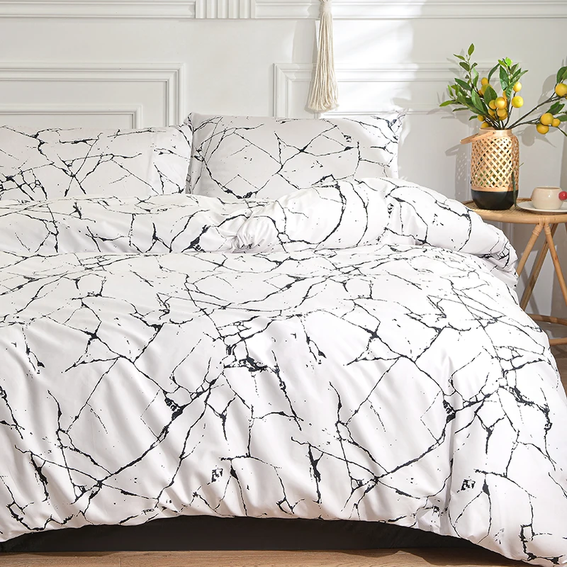 

Черно-белый комплект постельного белья для двуспальной кровати sabanas cama двуспальный Королевский/король одеяло наборы односпальный пододеяльник с наволочкой