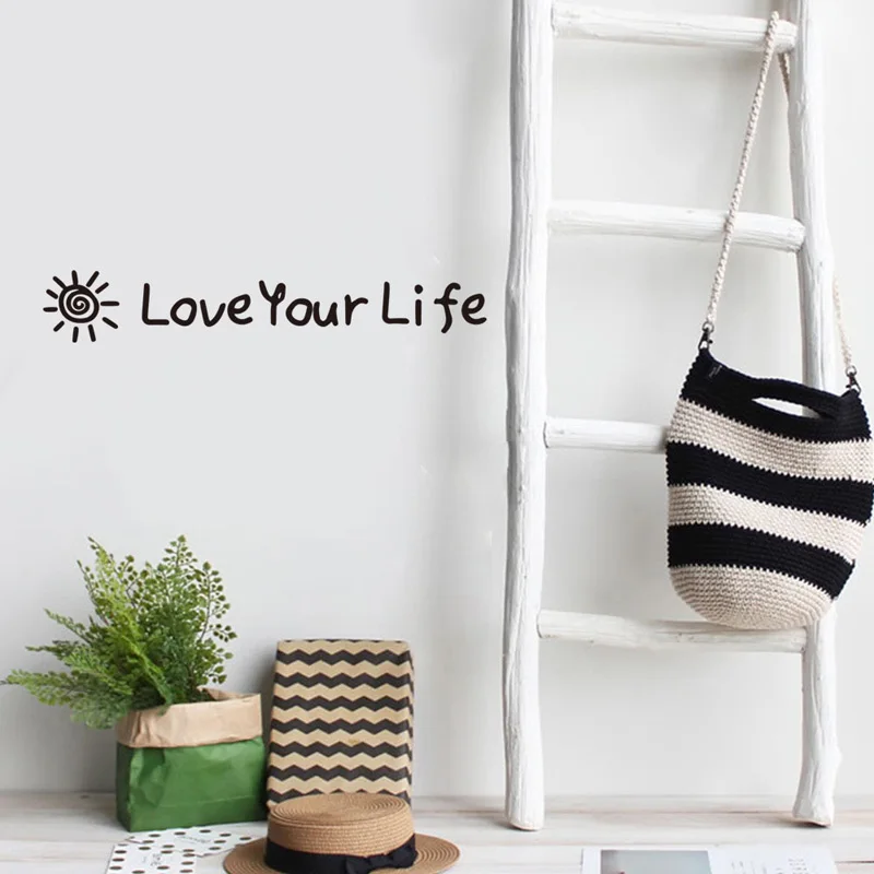 

Love Your Life Wall Sticker Bedroom living room decoration English Proverbs Stickers wallpaper Removable Mural