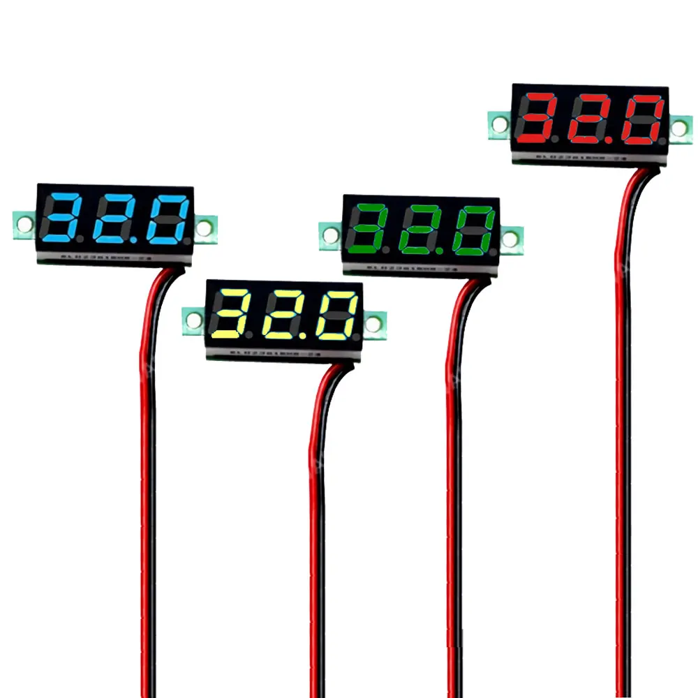 

0.28 Inch DC LED Digital Voltmeter 0-100V Voltage Meter Auto Car Mobile Power Voltage Tester Detector 12V Red Green Blue Yellow