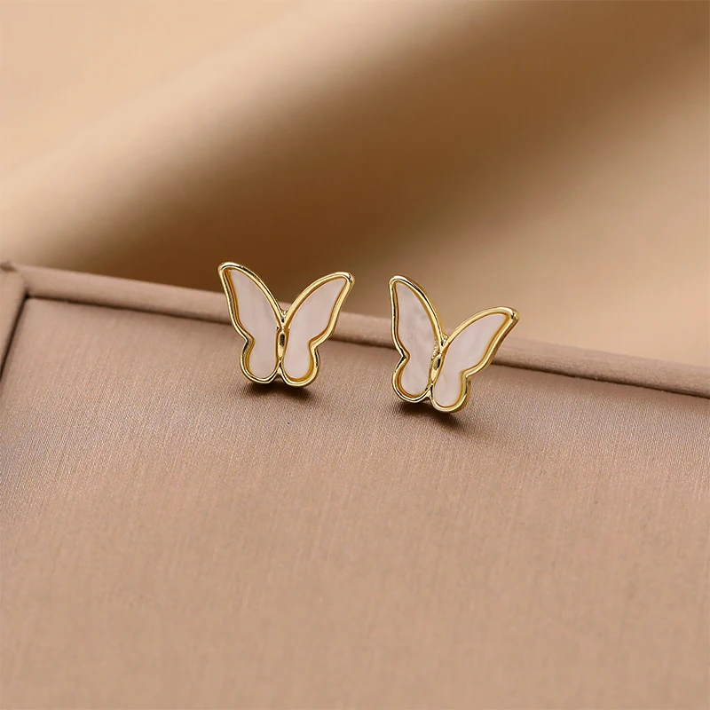 

Vintage Stud Earrings Butterfly Simple For Women Girls Metal Chain Jewelry Ladies Fashion Classic Gift Wedding Party