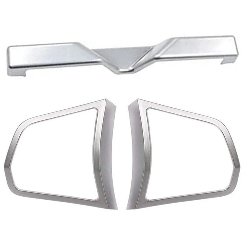 

1Pcs Silver Matt Chrome Steering Wheel Switch Cover Molding Trim & 1Pcs Car Styling Rear Row Armrest Box