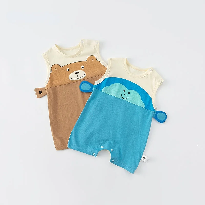 Baby Clothing Baby Summer Clothes Baby Bodysuits Cartoon Bear Splicing Baby Rompers Jumpsuits Children's Clothing Girls Boys