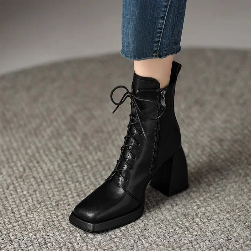 Женские ботильоны на высоком каблуке новые коричневые кожаные в британском