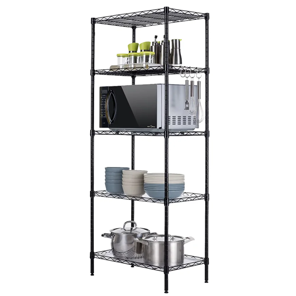 

5 Tier Wire Shelf Unit, 21.7" x 11.8" x 59.1", 750 lb Capacity, Black