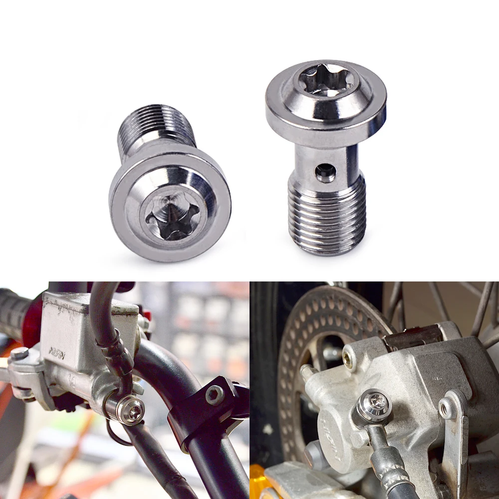 

Универсальный мотоциклетный титановый M10x1.0x19, тормозной шланг с двойным отверстием, тормозные болты с банджо, фитинговый адаптер с фланцево...