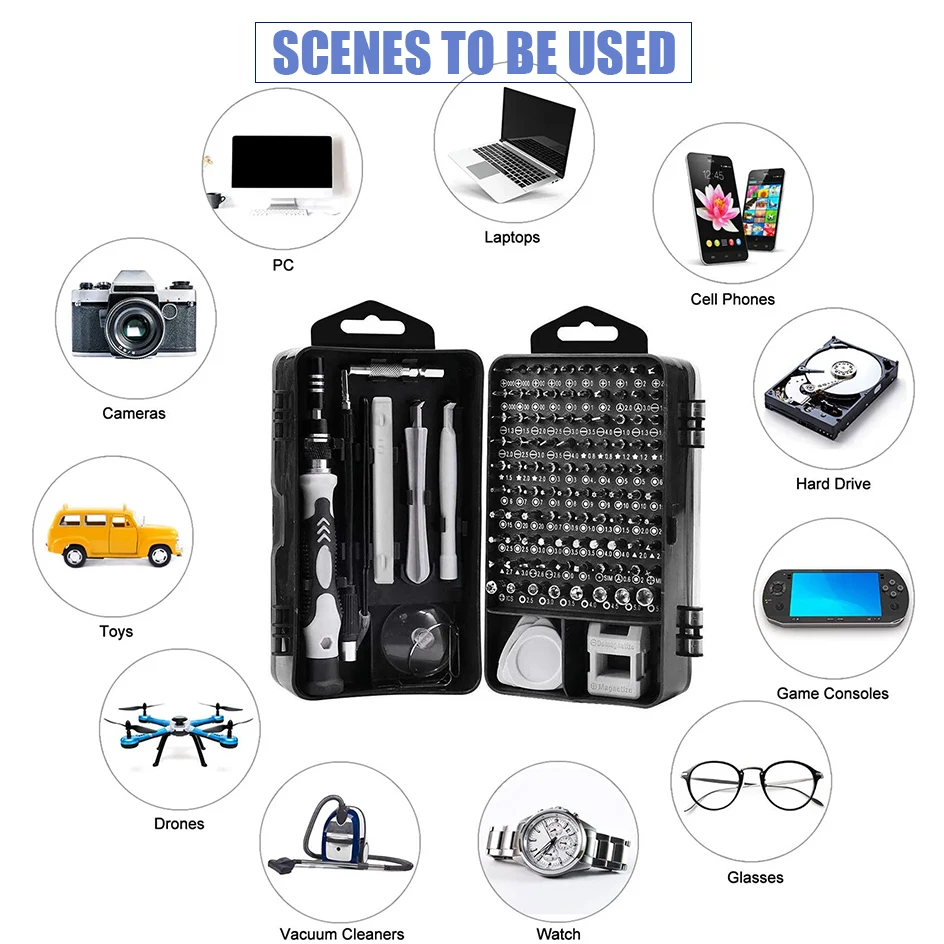 Набор прецизионных отверток 115 в 1 магнитные мини-гайки биты многофункциональное