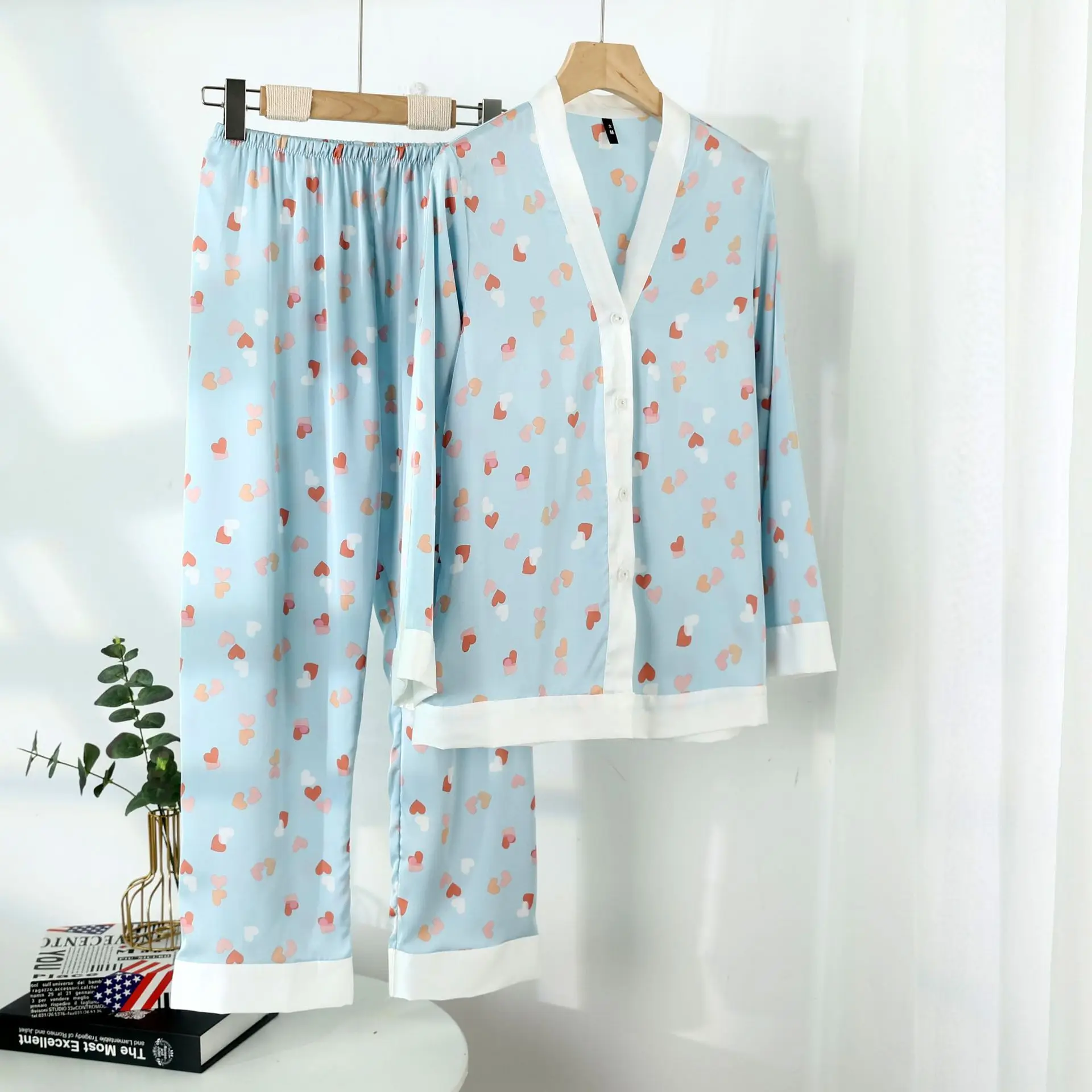 FALLINLAOE 2023 Autumn New Comfortable Print Fashion Women Pyjamas Home Suit Thin Long Sleeve Set Pajamas