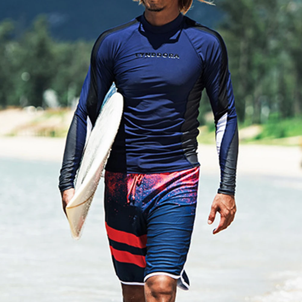 2022 Men's Fashion Long Sleeve Quick Dry Swimwear Sunscreen Surf Suit Water Sports Beach Swimwear Snorkeling Surf Suit Top