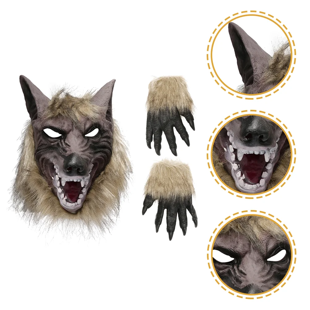 

Wolf Gauntlet Mask Head Halloween Cosplay Prom Accessories Men Scary Vinyl Horror Man Animal Masks Adults
