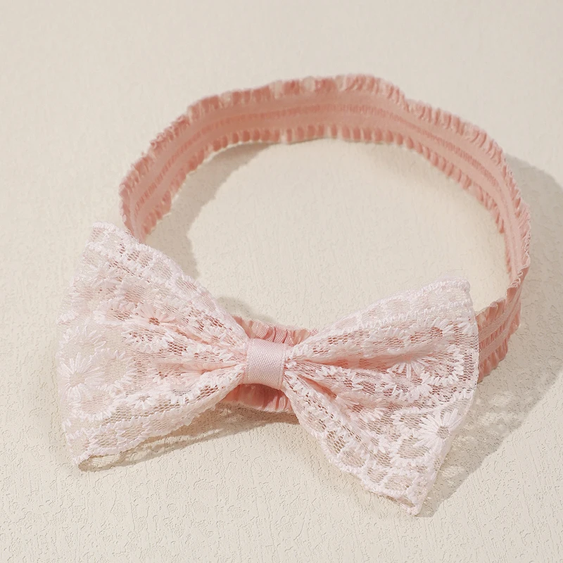 Милая розовая кружевная повязка на голову с бантом милый мягкий бант