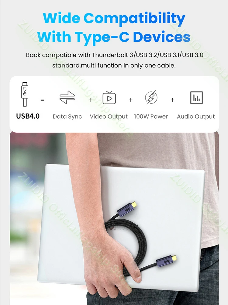 Кабель USB Type-C на 100 Гц 20 Гбит/с 2/3 м |
