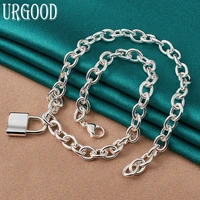 925 sterling silver o shaped chain lock pendant necklace for women party engagement wedding fashion jewelry