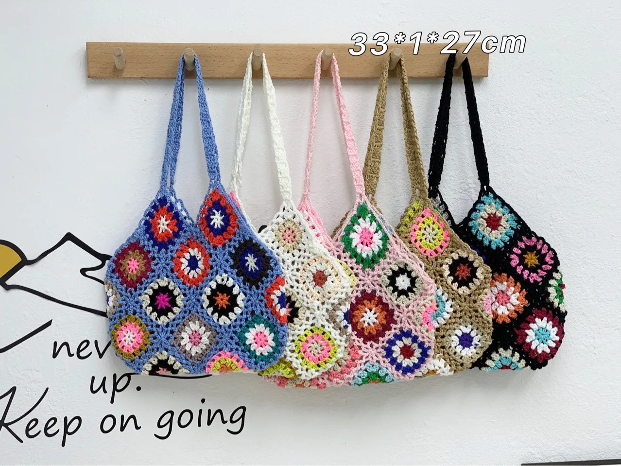 

Handmade hand hook flower ethnic style shoulder bag shopping bag