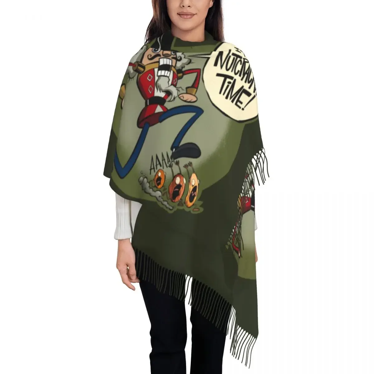 

Nutcracker Nutcrackin Time Scarf Wrap Women Long Winter Warm Tassel Shawl Unisex Xmas Christmas Presents Scarves