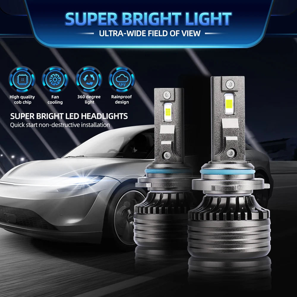 

Super Bright Car Led Headlight 9005 9006 H8 H9 H11 H10 6000k H7 12v 24v 36v Hign Low Beam HB4 HB3 6000k White Led Headlight Bulb