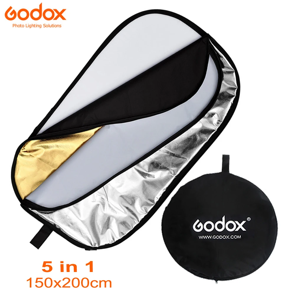 Фотоотражатель Godox 5 в 1 150x200 см 59x79 дюймов портативный овальный диск с сумкой для