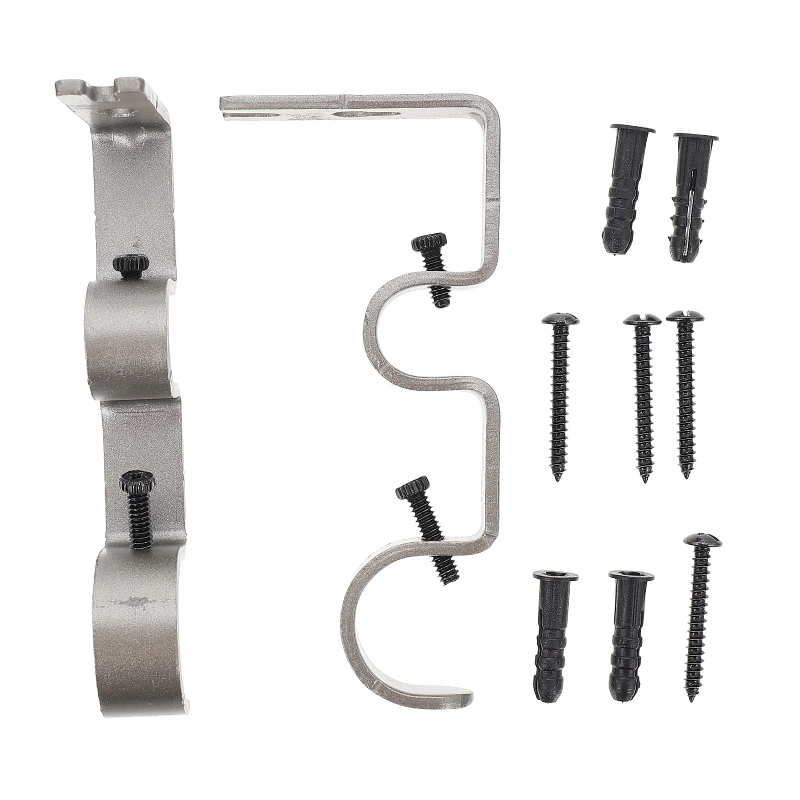 

2 Sets of Wall Mount Curtain Rod Hooks Curtain Rod Bracket Holders Curtain Rod Installation Parts for Bathroom Towel Rack