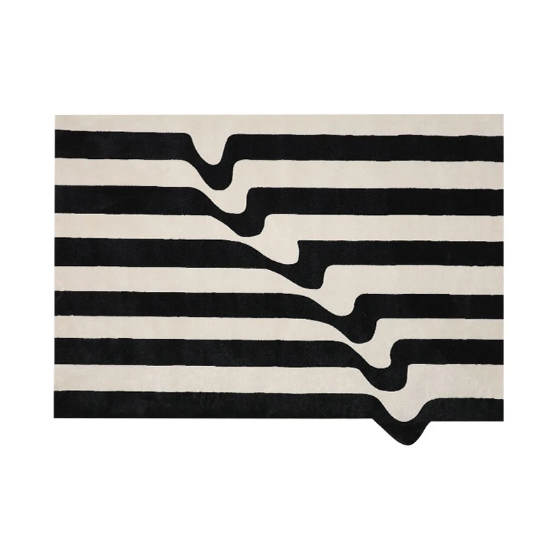 

Бархатный ковер TRP черный белый полосатый