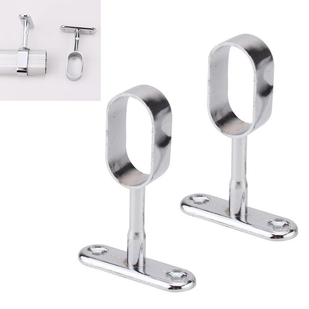 

Zinc Alloy Wardrobe Tube Coat Hook Home Use All-through Clothes Flange Furniture Rails Furniture Tube Hanger Oval Seat