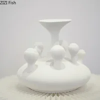 Creative Mushroom Ceramic Vase Flower Pots Desk Decoration Artificial Flower Decorative Floral Arrangement White Porcelain Vases