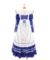 gothic new sissy pvc lockable long blue dress uniform role play costume customizable
