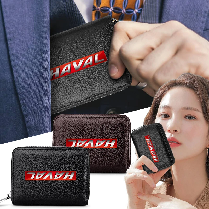 

Genuine Leather Wallet Driver License Business Card Holder Car Logo For Haval H2 H5 H6 H7 H9 2020 2018 2017 2021 H3 2012 F7 F7X