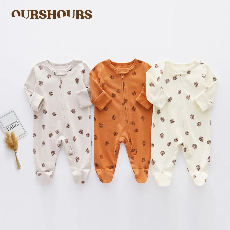 

Newborn Kids Baby Jumpsuit Boys Girls Long Sleeve Print Bodysuit Feet-covered Spring Autumn Infant Cotton Soft Romper Clothes