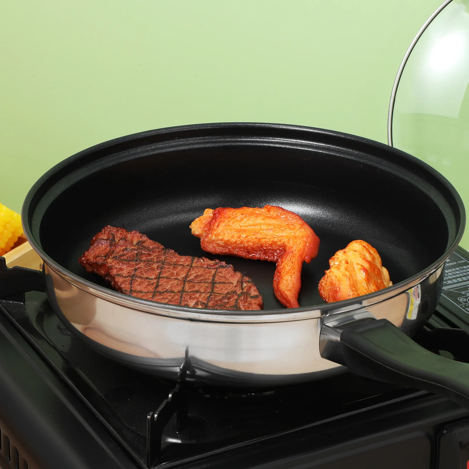 Набор кастрюль из нержавеющей стали 12 предметов сковорода с черной ручкой для