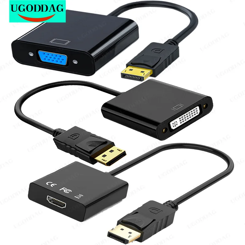 DisplayPort to HDMI-Compatible DVI VGA Compatible Adapter Converter Display Port Male DP to Female Cable Adapter Video Audio