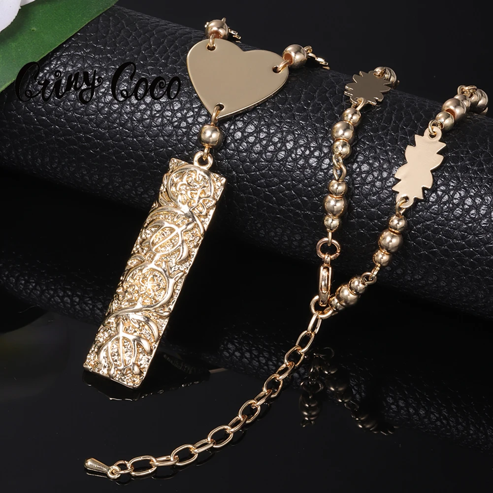 Cring Coco Gold Plated Turtle Pendant Necklace Hawaiian Polynesian Chain Necklaces Cook Island Jewelry for Women Men 2022