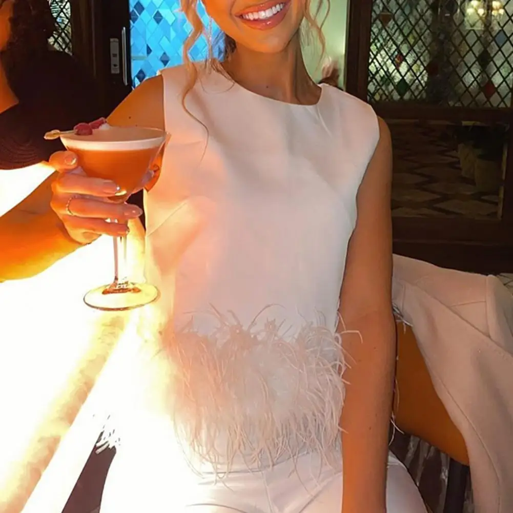 

Женский топ Colorfast, женская кофта с перьевым подолом, летняя женская кофта