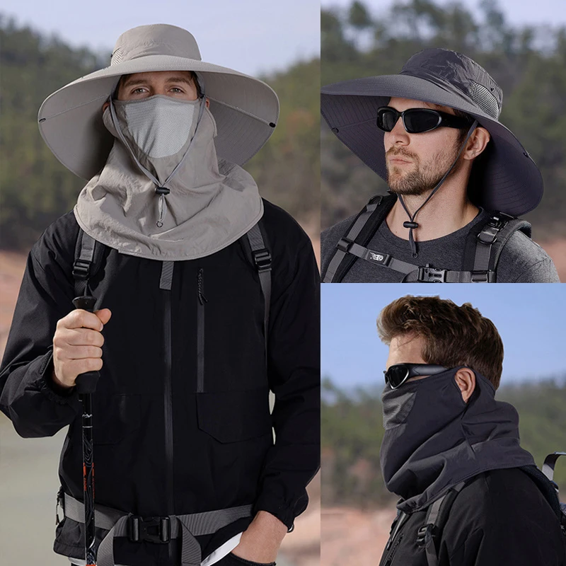 Панама Мужская водонепроницаемая с маской дышащая шляпа широкими полями для