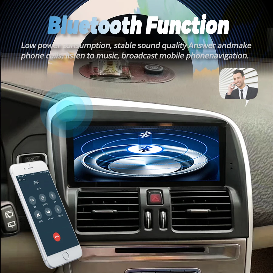 Автомобильная Мультимедийная система 8 дюйма 256 ГБ Android 13 GPS для Volvo XC60 2009-2017