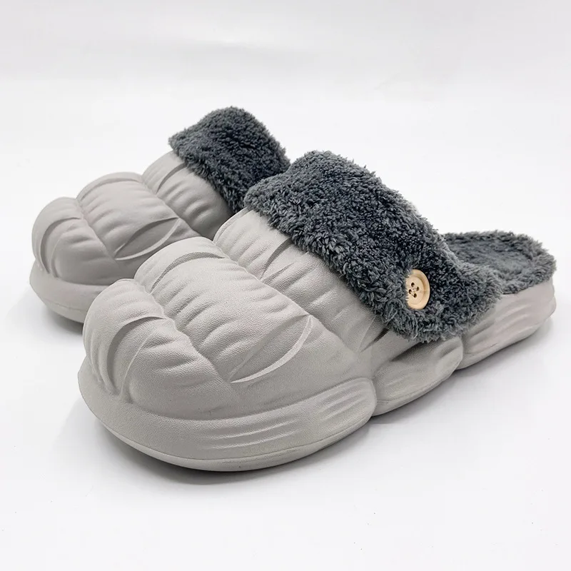 

EVA Fleece Fuzzy Slippers Women Detachable Lining Cozy Short Plush Platform Slippers Home Indoor Winter Wram Flat Furry Shoes