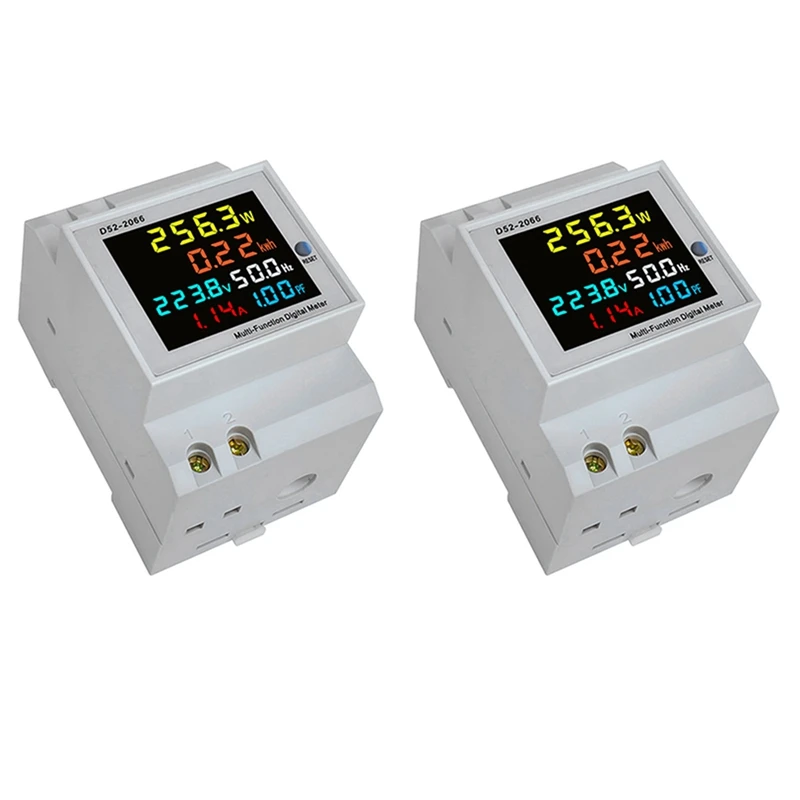 

2X Din Rail AC Monitor 6IN1 250-450V 100A Voltage Current Power Factor Active KWH Electric Energy Frequency Meter VOLT