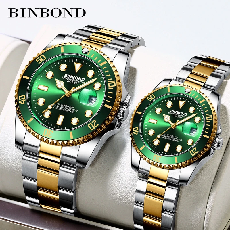 BINBOND Couple Watches Fashion Brand Luxury Wristwatches Casual Lovers Quartz Women Mens Watch Waterproof Relogio Masculino