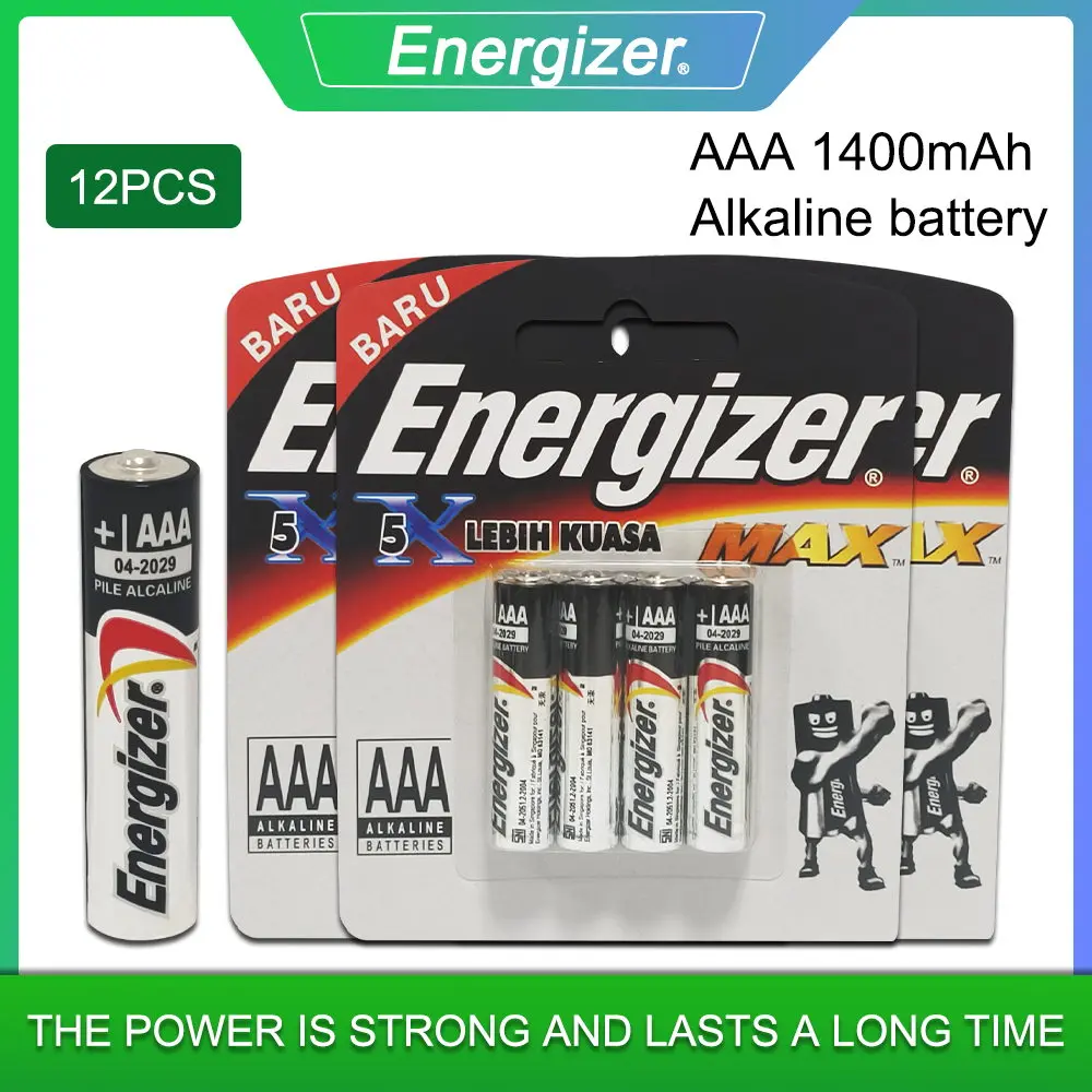 

12PC Energizer 1.5V AAA Alkaline Battery LR03 for Flashlight Clock Mouse Remote Control Toothbrush Gas Meter Dry Primary Battery