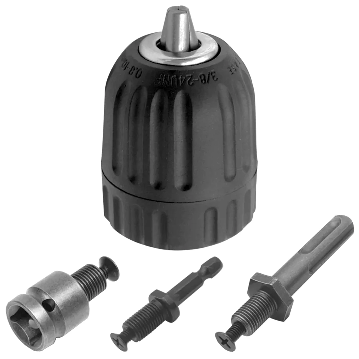 

4Pcs Drill Chuck Metal 3/8-24UNF Drill Chuck 0.8-10mm Self-tighten Keyless Chuck Quick Change Drill Bit Adapter Hardware Tool fo