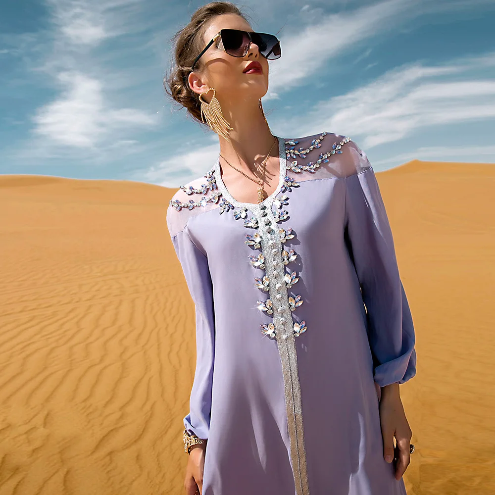 Satin Abaya Dubai Turkey Arabic Muslim Maxi Dresses for Women Elegant Ethnic Jalabiya Islam Moroccan Kaftan Robe Caftan Marocain