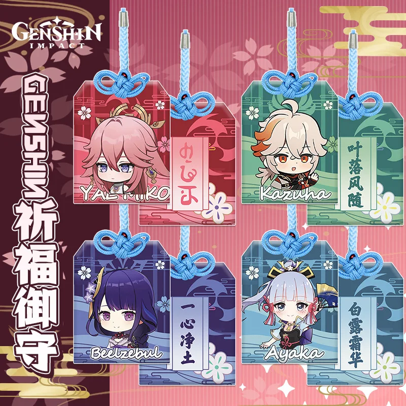 

Genshin Impact Amulet Cosplay Anime Inazuma Thoma Yae Miko Xiao Venti Zhongli Protective Talisman Kawaii Pendants Props Gifts