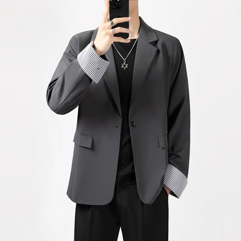 Модный элитный брендовый деловой повседневный мужской пиджак корейская уличная