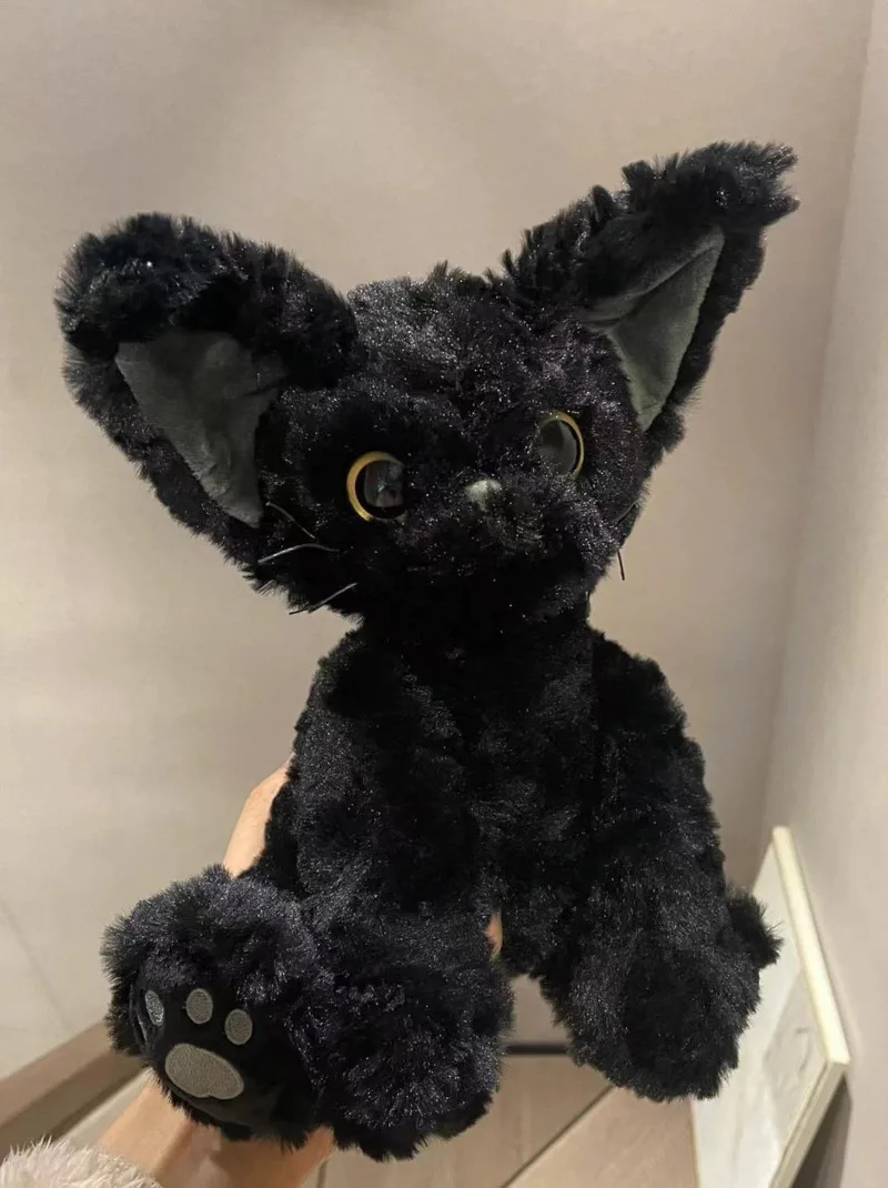 

28cm Black Cat Plush Magic Doll Curly Cat Soft Throw Pillow Cartoon Animal Stuffed Doll Toy Kawaii Girl Birthday Cute Gifts