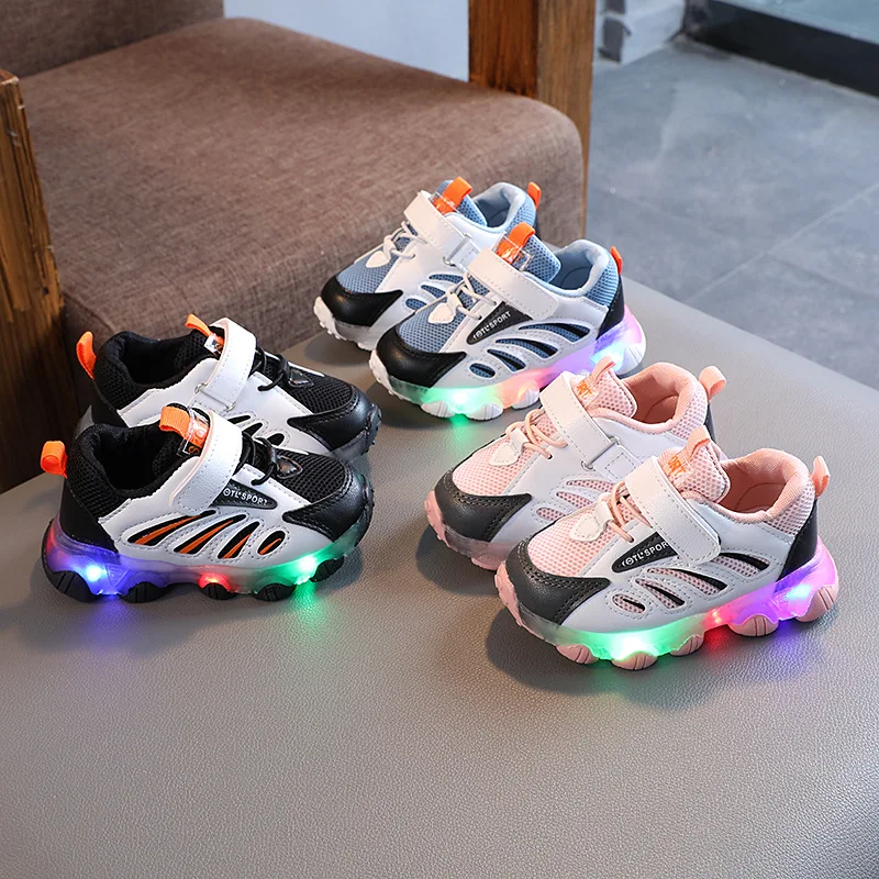 

Size21-30 Baby LED Sneakers Kids Lighting Children Air Mesh Casual Shoes Soft Sole Toddler Fashion Cute Glowing Tenis Para Niño