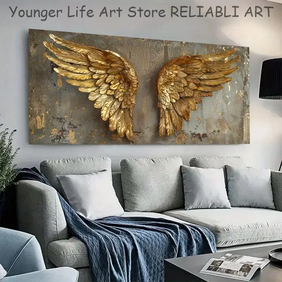 

Золотые Перья Ангел Крылья Печать на Холсте RELIABLI ART