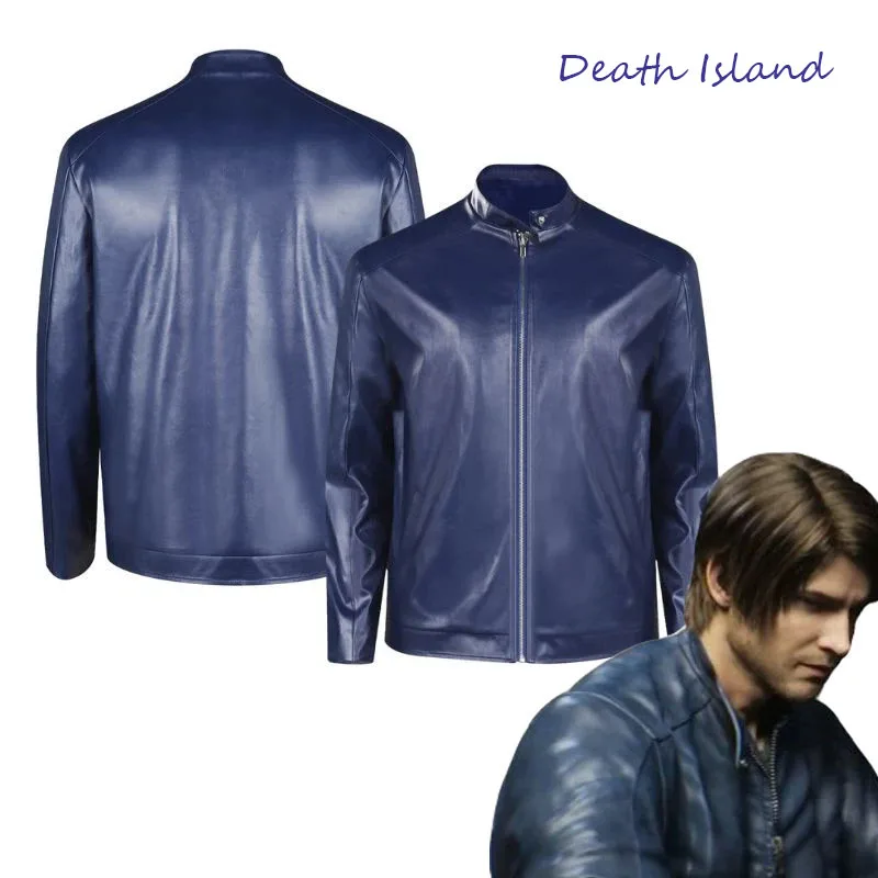 

Biohazard Resident Death Island Leon S Kennedy Eviling Cosplay Costume Blue Jacket for Men Casual Outfit Halloween Disguise Suit