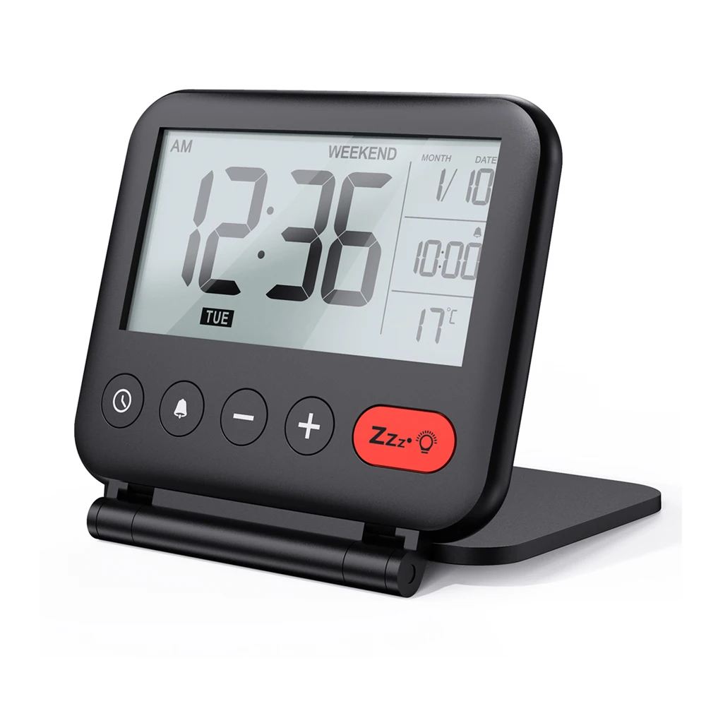 

Folding Travel LED Digital Alarm Clock Electronic Desktop Clocks Temperature Travel Ectronic Mini Clock Snooze Function