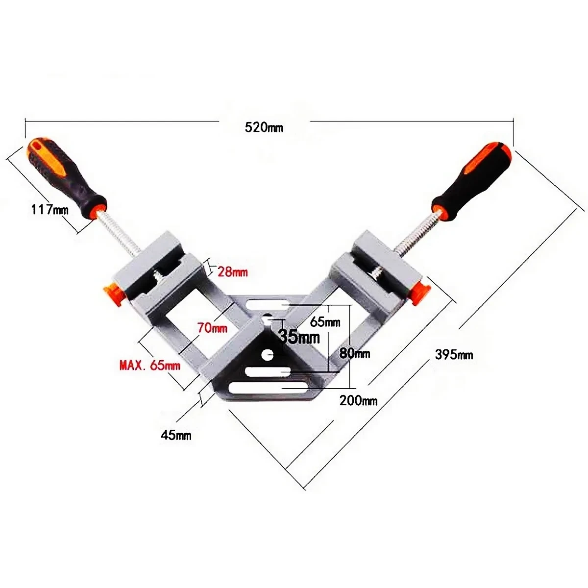 Двойная ручка 90-градусный прямоугольный зажим для деревообработки Алюминиевые