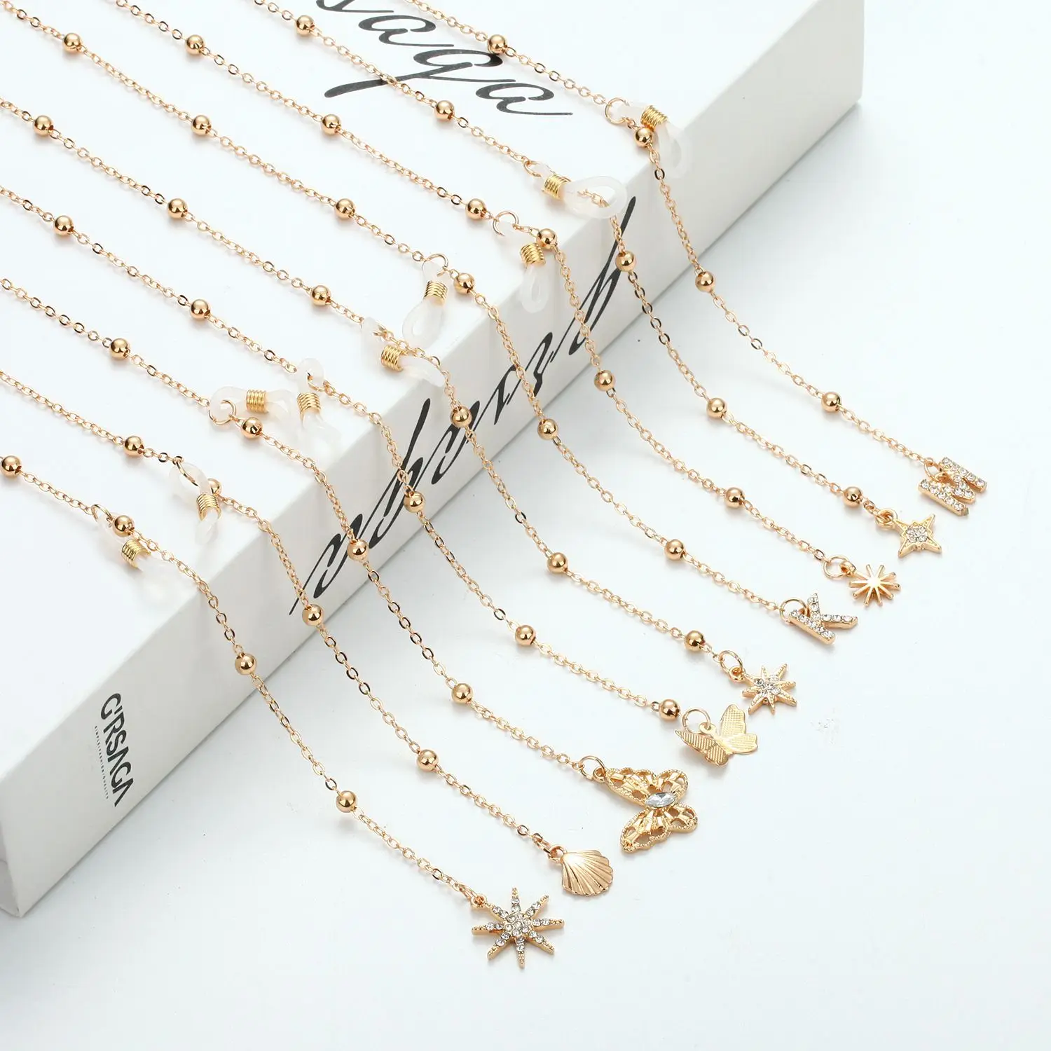 

Модные металлические цепочки для очков, цепочки для солнцезащитных очков, шнуры для очков для чтения с защитой от потери, винтажные аксессу...