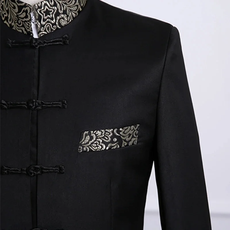 Роскошное Золотое Платье с цветочной вышивкой мужской костюм-смокинг в